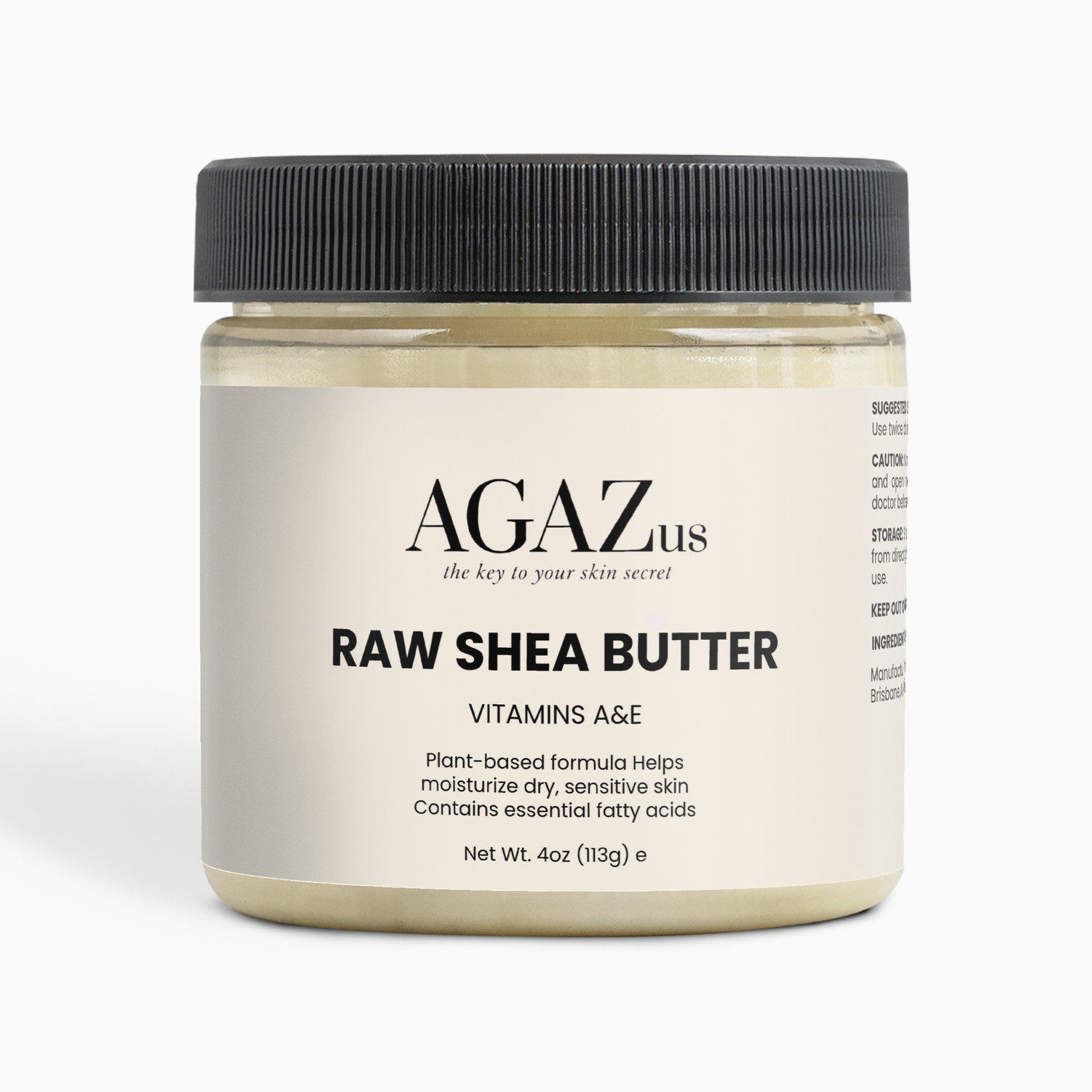 Shea Butter jar showcasing a creamy, luxurious texture perfect for ultra-rich body moisturization.