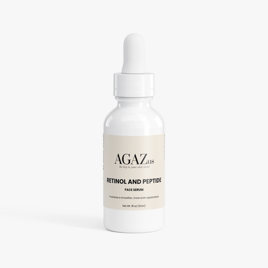 AGAZ.us Retinol and Peptide Face Serum bottle for nighttime refining and firming