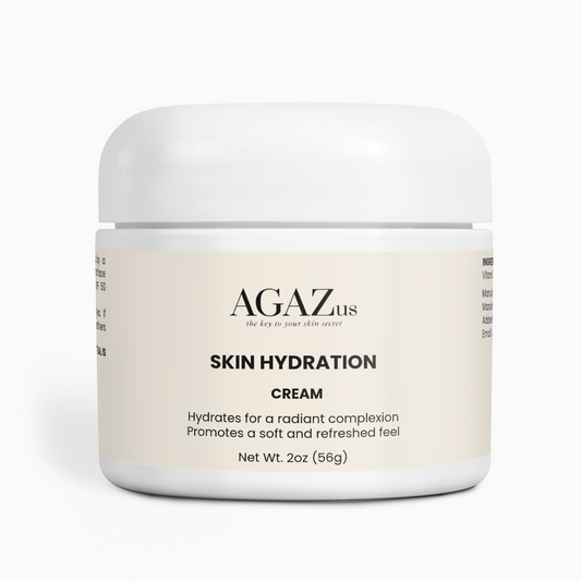 AGAZ.us Skin Hydration Cream 2 oz main jar - Hyaluronic Acid moisturizer for men and women for all skin types - Hydrates, smooths, supports elasticity