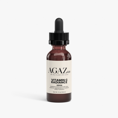 AGAZ.us Vitamin C Serum bottle with triple vitamin C and ferulic acid for brightening