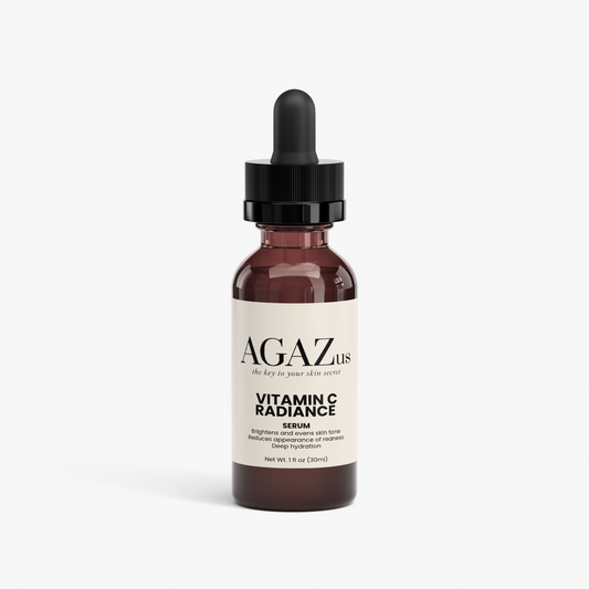 AGAZ.us Vitamin C Serum bottle with triple vitamin C and ferulic acid for brightening