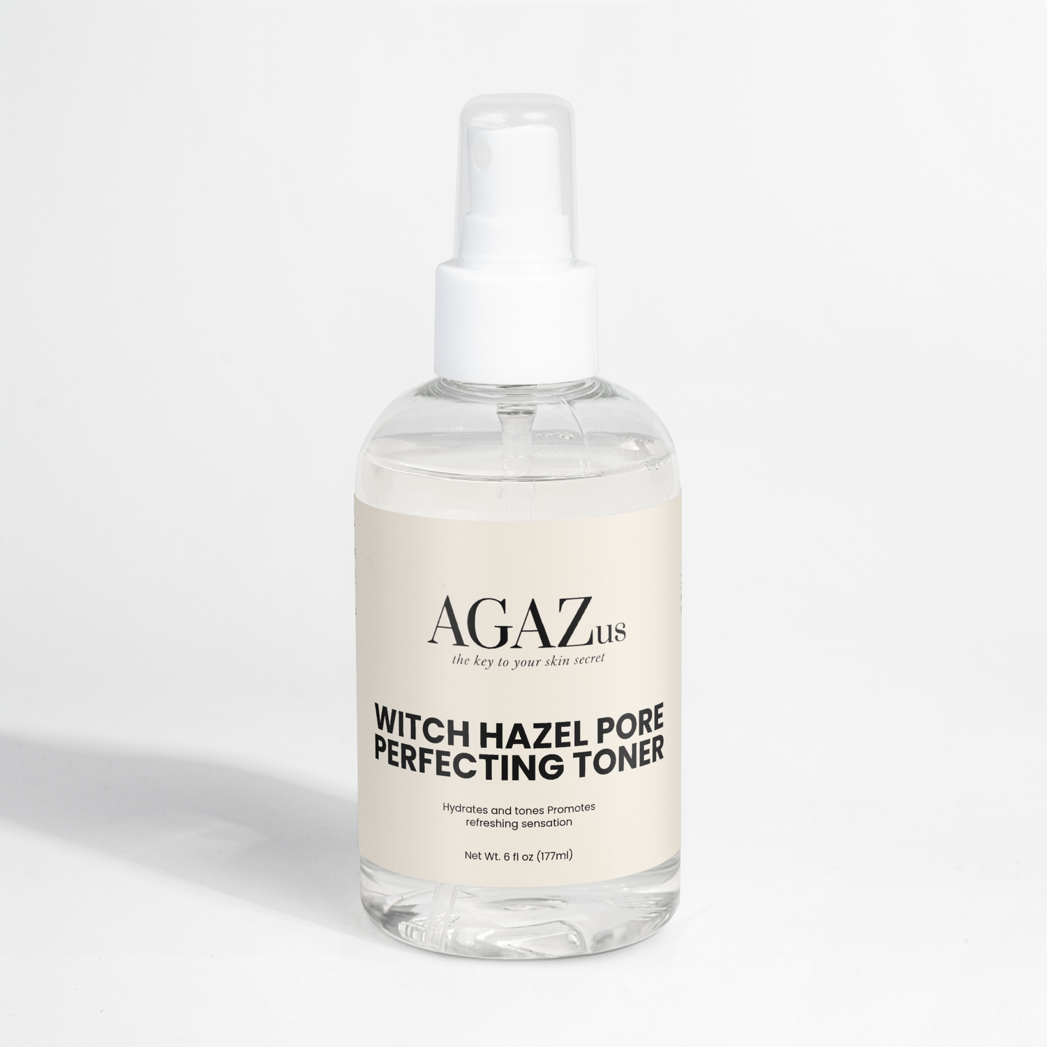Witch Hazel Pore Perfecting Toner bottle featuring a clean, minimalist design for clarifying facial care.